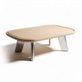 Mesa de café retangular em madeira natural e pernas de alumínio 120 x 80 x 40cm