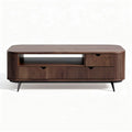Mesa de centro em madeira escura com gavetas e prateleira 120 x 60 x 45cm