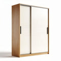 Guarda-roupa em madeira de 150 x 60 x 200cm com portas deslizantes brancas