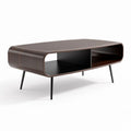 Mesa de centro em madeira escura com prateleira 120 x 60 x 40cm